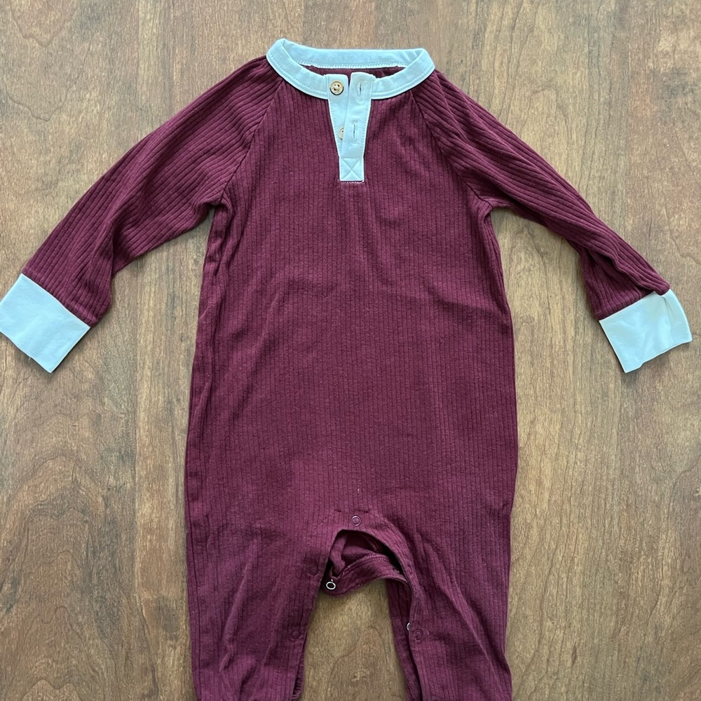 Burgundy and Gray Kids One Piece